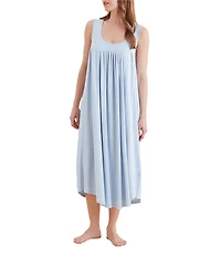 Papinelle Pleated Modal Knit Scoop Neck Long Nightgown
