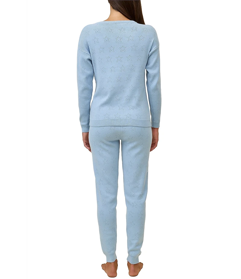 Papinelle Pointelle Long Sleeve Crew Neck Knit Pointelle Coordinating Lounge Set
