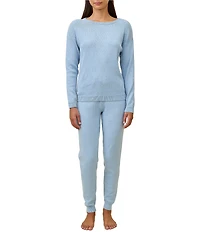 Papinelle Pointelle Long Sleeve Crew Neck Knit Pointelle Coordinating Lounge Set