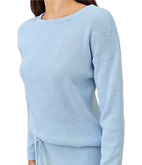 Papinelle Pointelle Long Sleeve Crew Neck Knit Pointelle Coordinating Lounge Set