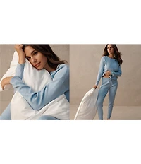 Papinelle Pointelle Long Sleeve Crew Neck Knit Pointelle Coordinating Lounge Set