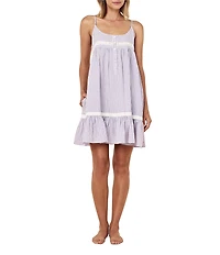 Papinelle Seersucker Gingham Sleeveless Scoop Neck Chemise