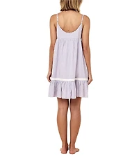 Papinelle Seersucker Gingham Sleeveless Scoop Neck Chemise
