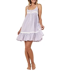 Papinelle Seersucker Gingham Sleeveless Scoop Neck Chemise