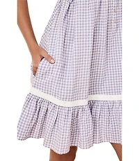Papinelle Seersucker Gingham Sleeveless Scoop Neck Chemise