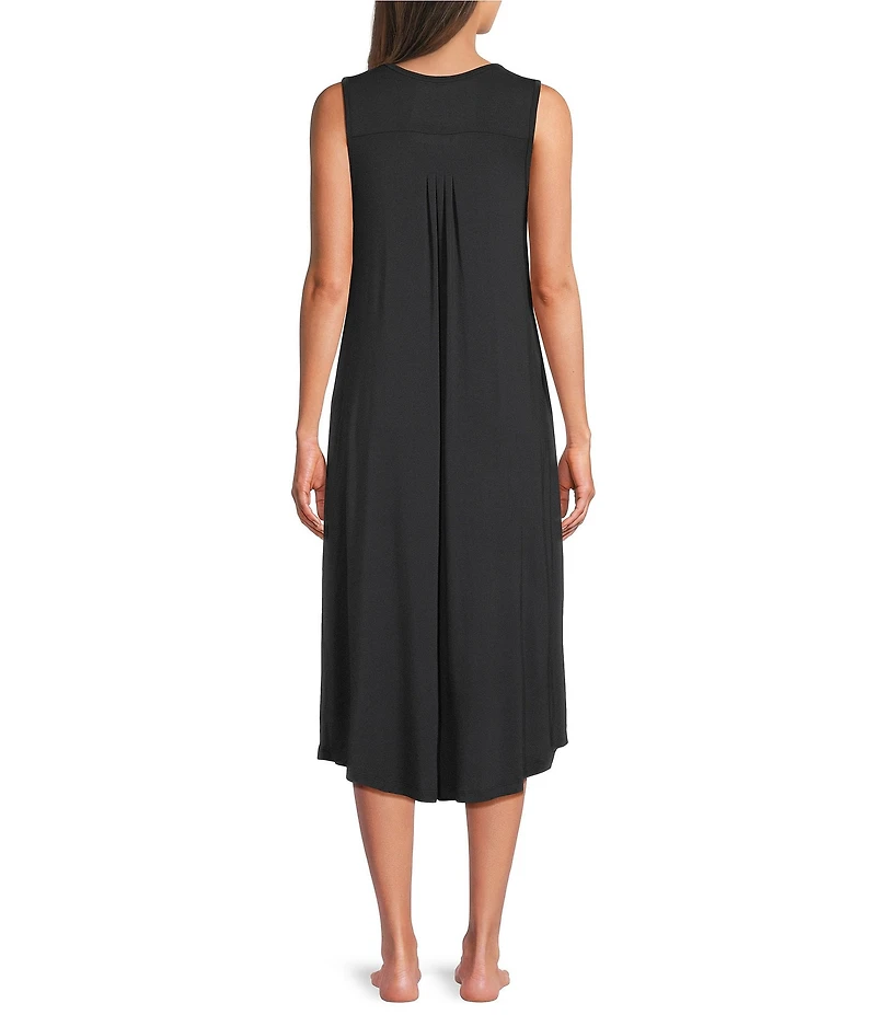 Papinelle Sleeveless Scoop Neck Soft Modal Pleated Nightgown