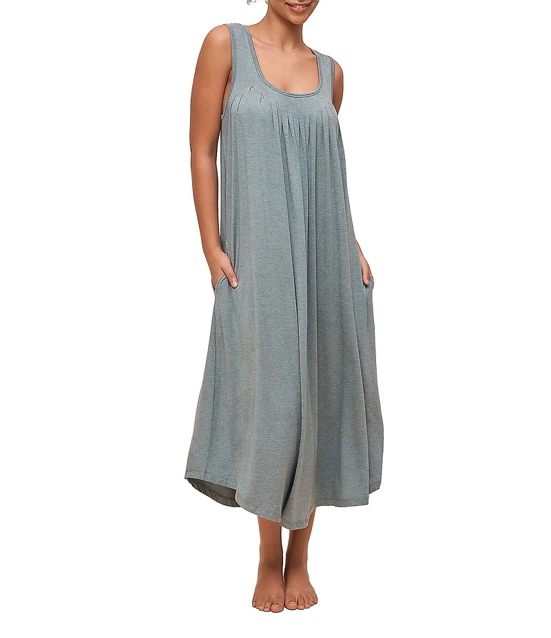 Papinelle Sleeveless Scoop Neck Soft Modal Pleated Nightgown