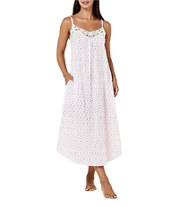 Papinelle Sleeveless V-Neck Woven Swiss Dot Maxi Nightgown