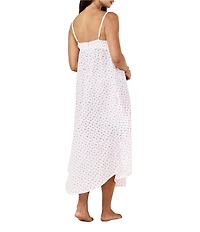 Papinelle Sleeveless V-Neck Woven Swiss Dot Maxi Nightgown