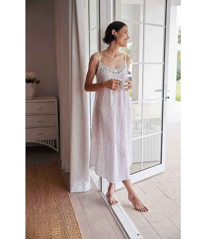 Papinelle Sleeveless V-Neck Woven Swiss Dot Maxi Nightgown
