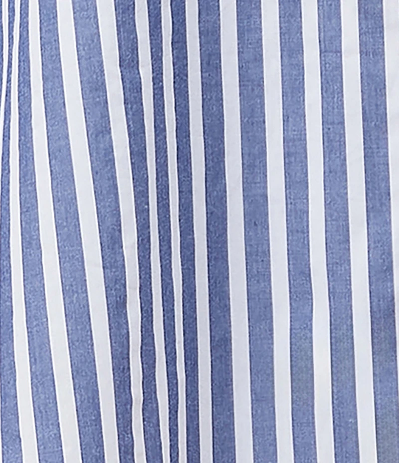 Papinelle Striped Long Sleeve Notch Collar & Shorty Woven Pajama Set