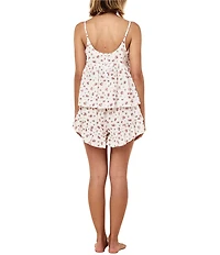 Papinelle Swiss Dot Ditsy Floral Sleeveless Scoop Neck Woven Shorty Pajama Set