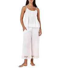 Papinelle Swiss Dot Sleeveless Scoop Neck Woven Cotton Cropped Pajama Set