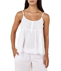 Papinelle Swiss Dot Sleeveless Scoop Neck Woven Cotton Cropped Pajama Set