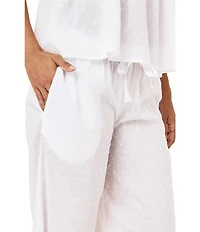 Papinelle Swiss Dot Sleeveless Scoop Neck Woven Cotton Cropped Pajama Set