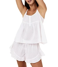 Papinelle Swiss Dot Sleeveless Scoop Neck Woven Cotton Shorty Pajama Set