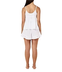 Papinelle Swiss Dot Sleeveless Scoop Neck Woven Cotton Shorty Pajama Set