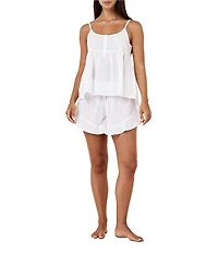 Papinelle Swiss Dot Sleeveless Scoop Neck Woven Cotton Shorty Pajama Set