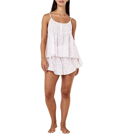 Papinelle Swiss Dot Sleeveless Scoop Neck Woven Shorty Pajama Set
