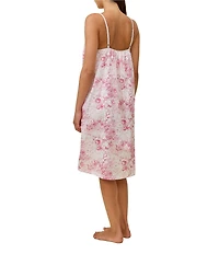 Papinelle Toile De Jouy Floral Print Sleeveless Scoop Neck Woven Sateen Cotton Chemise