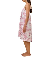 Papinelle Toile De Jouy Floral Print Sleeveless Scoop Neck Woven Sateen Cotton Chemise