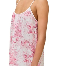 Papinelle Toile De Jouy Floral Print Sleeveless Scoop Neck Woven Sateen Cotton Chemise