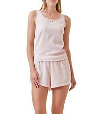 Papinelle Waffle Knit Sleeveless Shorty Cotton Shorty Pajama Set