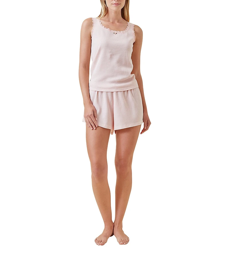 Papinelle Waffle Knit Sleeveless Shorty Cotton Shorty Pajama Set