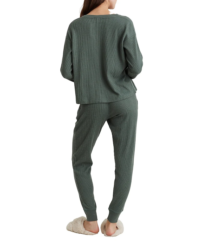 Papinelle Waffle Textured Long Sleeve V-Neck Knit Lounge Set