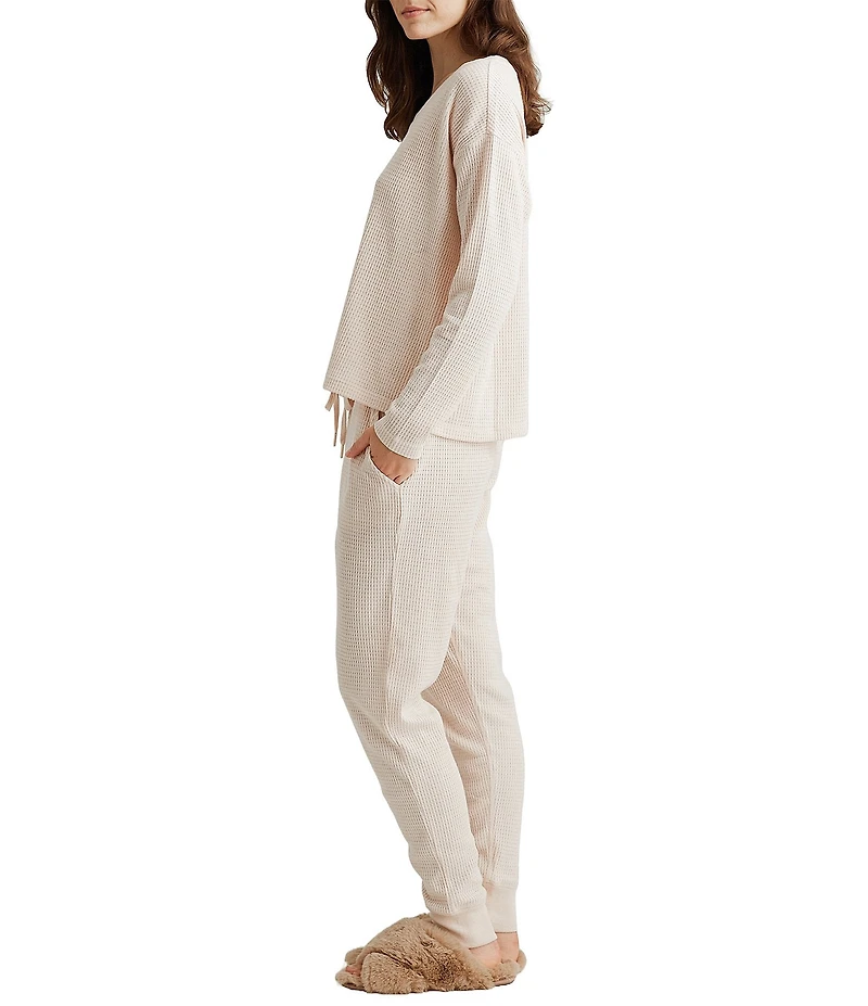 Papinelle Waffle Textured Long Sleeve V-Neck Knit Lounge Set