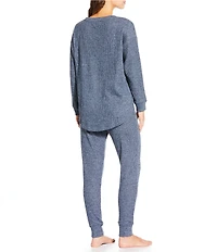 Papinelle Waffle Textured Long Sleeve V-Neck Knit Lounge Set