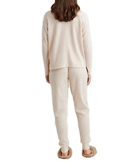 Papinelle Waffle Textured Long Sleeve V-Neck Knit Lounge Set