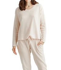 Papinelle Waffle Textured Long Sleeve V-Neck Knit Lounge Set