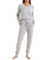 Papinelle Waffle Textured Long Sleeve V-Neck Knit Lounge Set