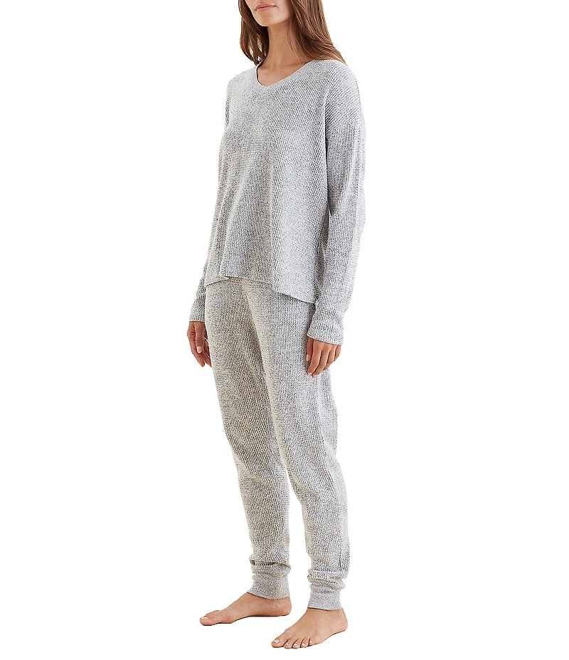 Papinelle Waffle Textured Long Sleeve V-Neck Knit Lounge Set
