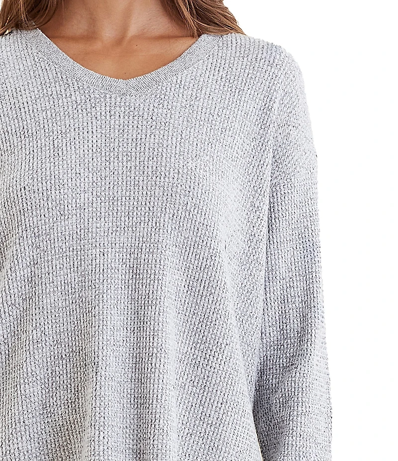 Papinelle Waffle Textured Long Sleeve V-Neck Knit Lounge Set