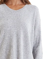 Papinelle Waffle Textured Long Sleeve V-Neck Knit Lounge Set