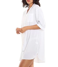 Papinelle Whale Beach Solid Woven Button Front Nightshirt