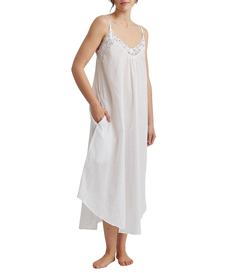 Papinelle Woven Swiss Dot Sleeveless Nightgown