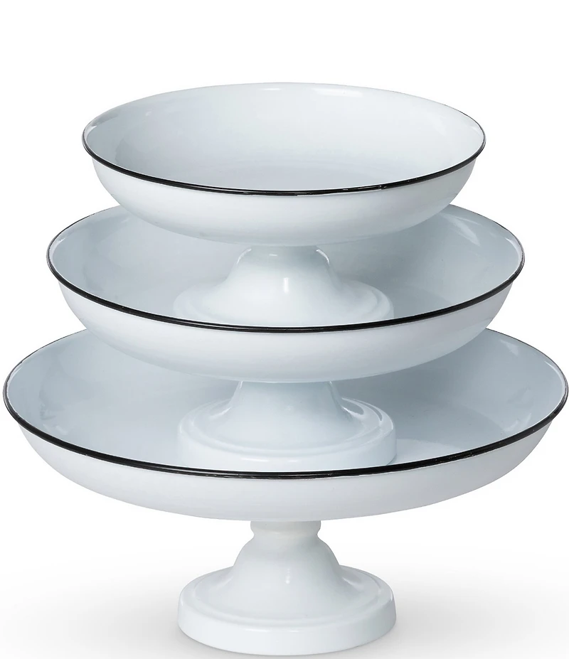 Park Hill Enamelware Pedestal Servers, Set of 3