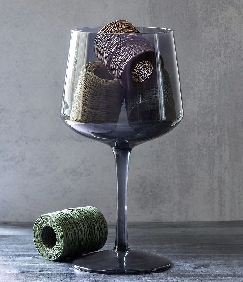 Park Hill Urban Farmhouse Collection Florian Smoke Glass Tall Stemmed Bowl