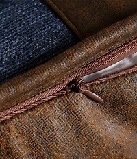 HiEnd Accents x Paseo Road Estes Vegan Leather Detailing Chenille Jacquard Square Pillow