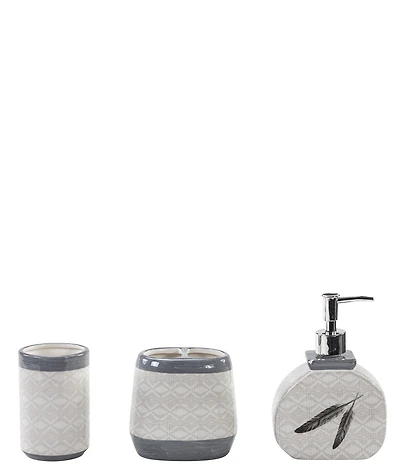 HiEnd Accents x Paseo Road Feather Design 3-Piece Bath Countertop Accessory Set