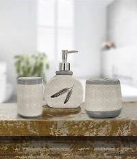 HiEnd Accents x Paseo Road Feather Design 3-Piece Bath Countertop Accessory Set