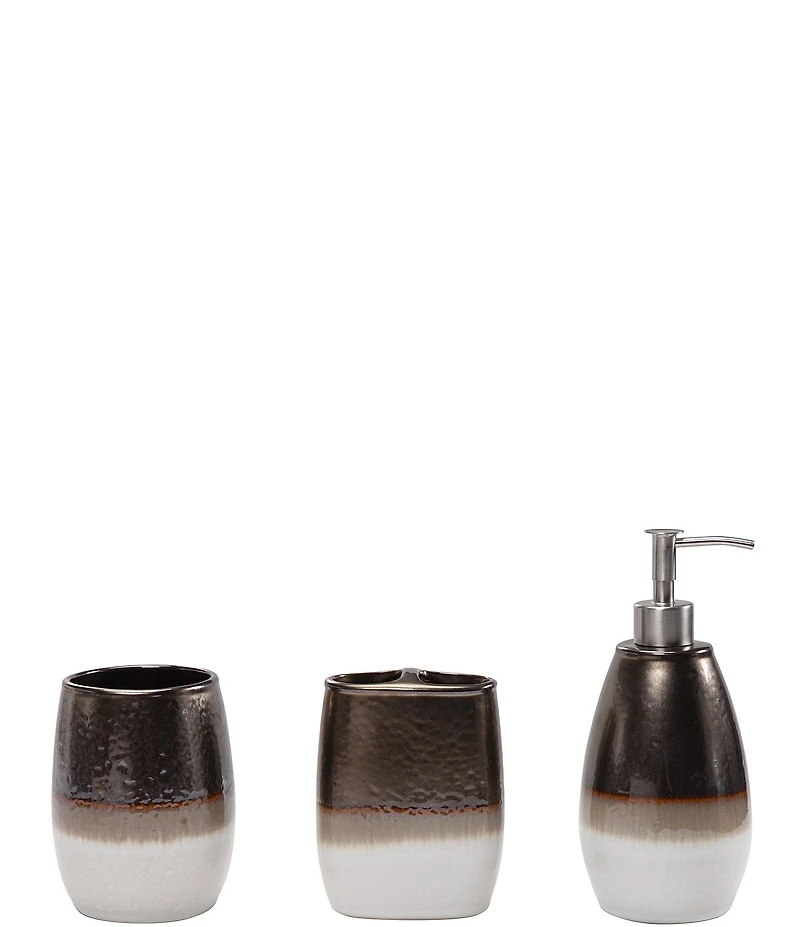 HiEnd Accents x Paseo Road Gilded Stoneware 3-Piece Bath Countertop Accessory Set