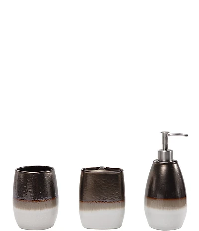HiEnd Accents x Paseo Road Gilded Stoneware 3-Piece Bath Countertop Accessory Set