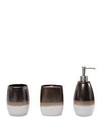 HiEnd Accents x Paseo Road Gilded Stoneware 3-Piece Bath Countertop Accessory Set