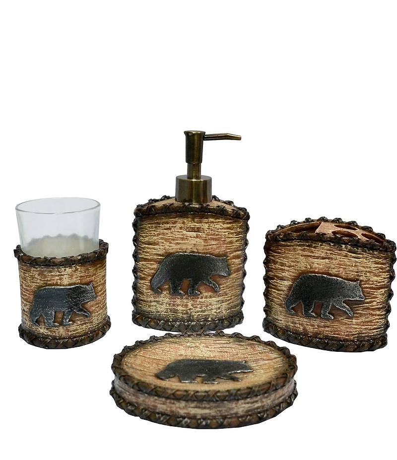 HiEnd Accents x Paseo Road Lodge Bear 5-Piece Bathroom Accessory Collection Set