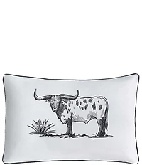 HiEnd Accents x Paseo Road Ranch Life Western Texas Longhorn Steer Indoor/Outdoor Reversible Pillow