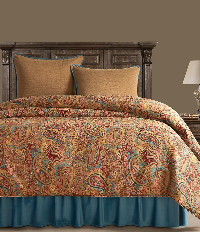 HiEnd Accents x Paseo Road San Angelo Paisley & Ruffled Teal Suede Comforter set